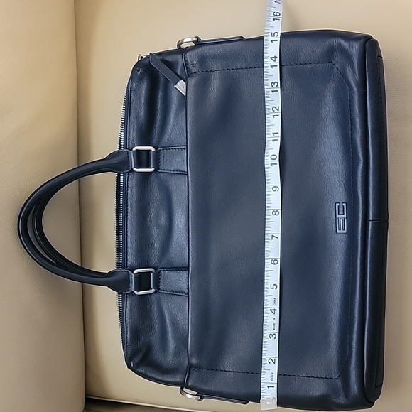 61)Pre-owned Enrico Coveri Italian Designer Black Leather Briefcase MessengerBag - Picture 11 of 13